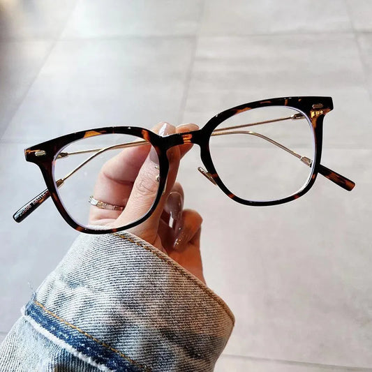 Lumière Retro Square Frames - Anti Blue Light - Leopard